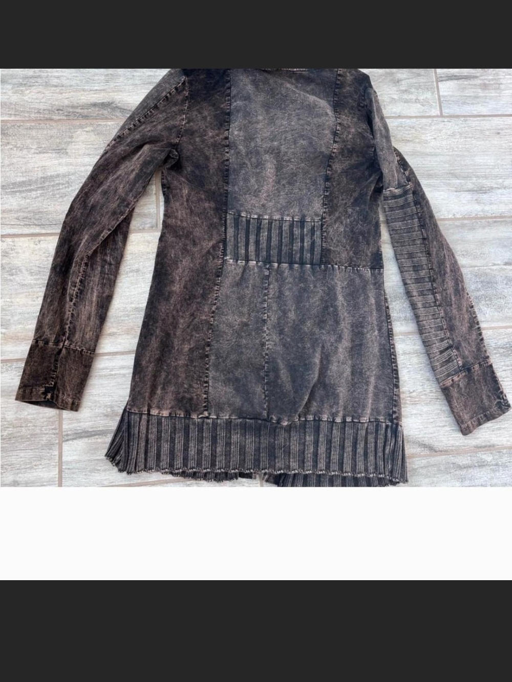 Salvage Brown Distressed Washed Zip UP Ribbed Jacket. L - Picture 3 of 7